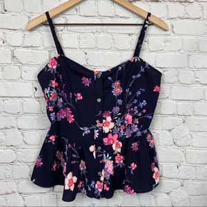 B JEWEL Floral Peplum Cami S Blue & Pink